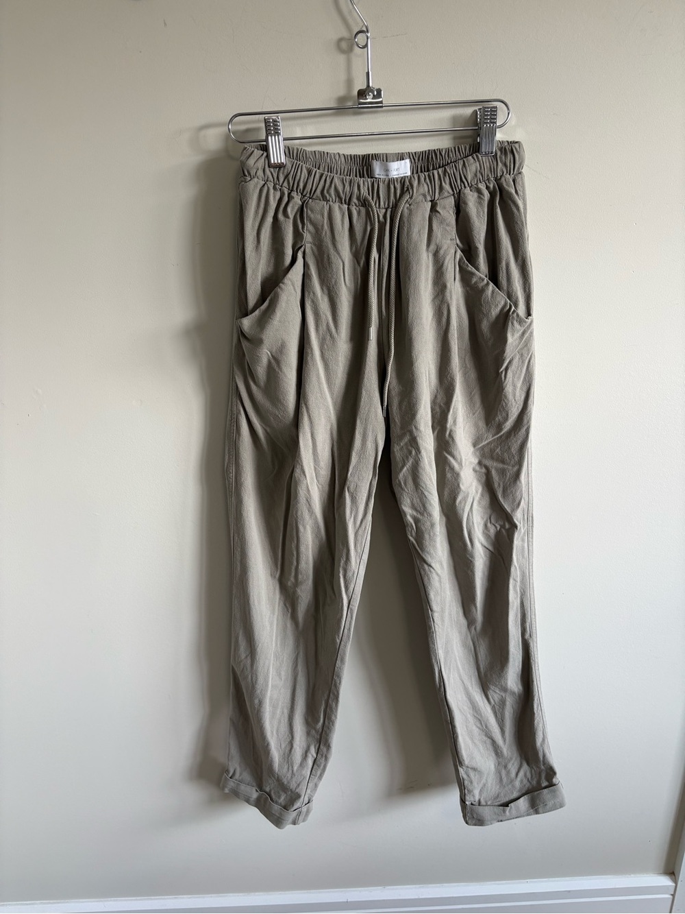 OAK + FORT Taupe Elastic-Waist Drawstring Joggers